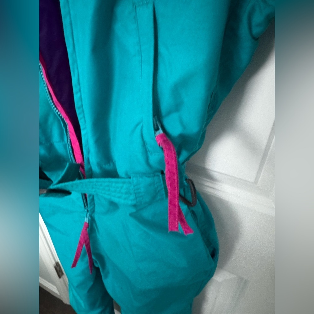 Columbia Vintage Full Zip One Piece Ski Suit Snow Bib Snowsuit Youth Medium - Picture 10 of 14